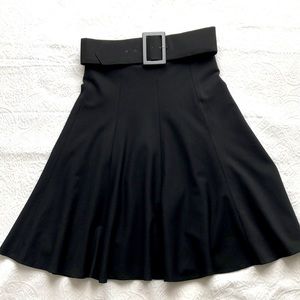 ZARA High Waisted Flare Mid Length Fully Lined Skirt with removable Wide Belt.